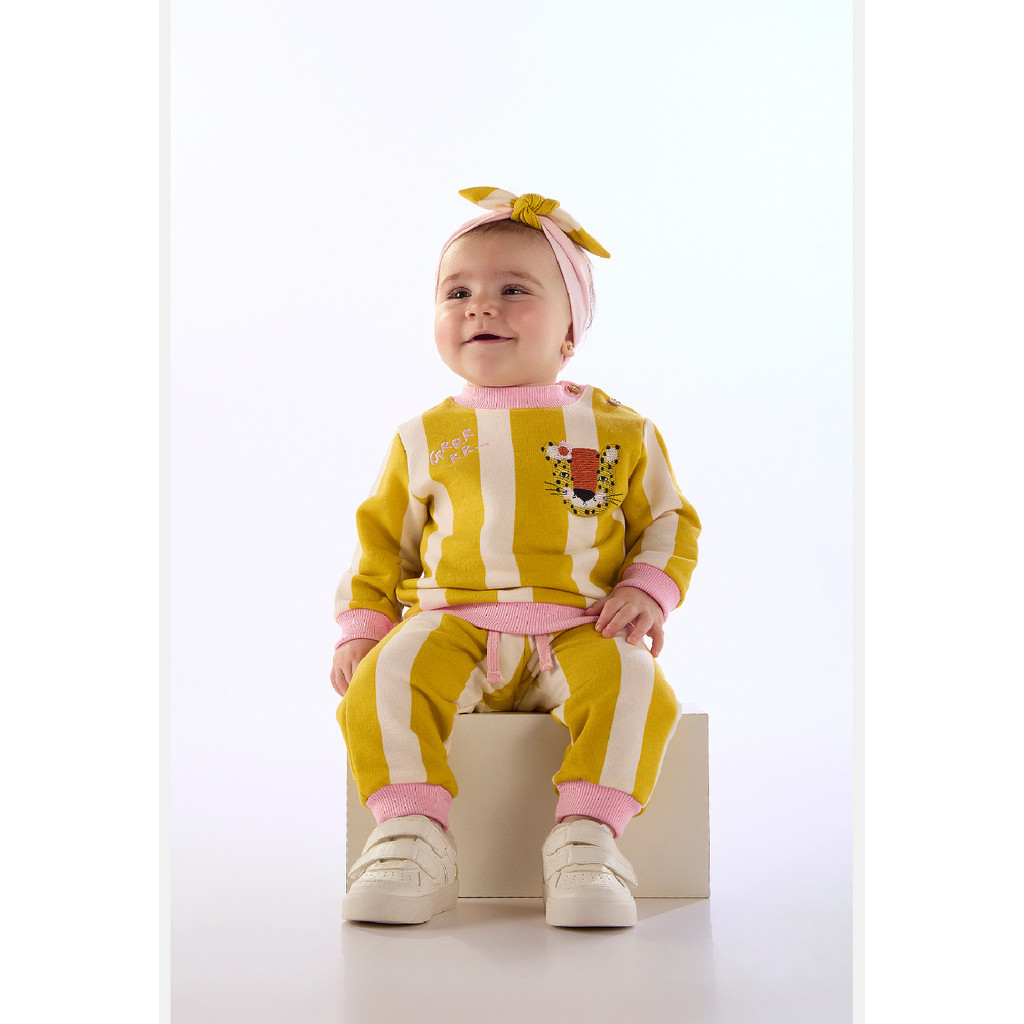 Conjunto Onça Bebê Blusão Calça Três e Já