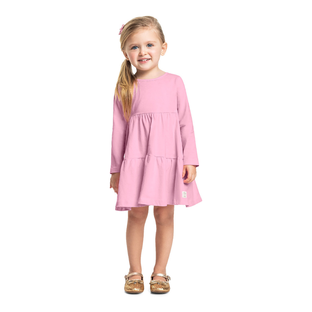 Vestido Infantil Manga Longa Algodão Bee Loop