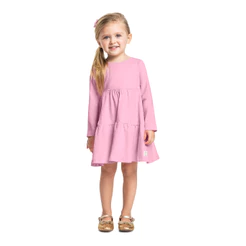 Vestido Infantil Manga Longa Algodão Bee Loop