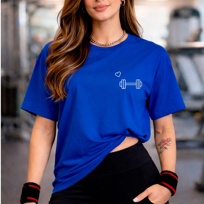 Camiseta Premium Camisetão Tshirt Oversized 100% Algodão Feminina Academia Fitness Gym Treino Musculação