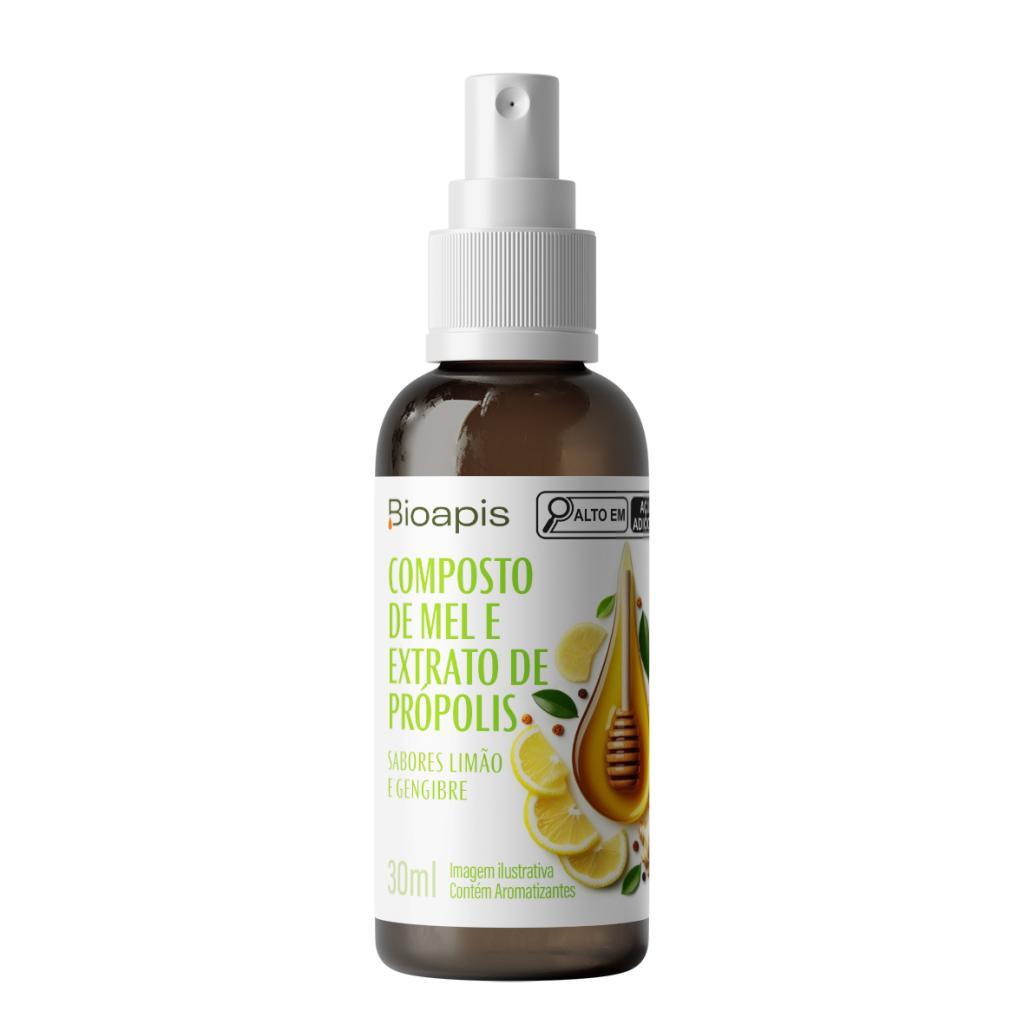 Spray de Própolis com Mel, sabor Limão e Gengibre 30ml - Miname