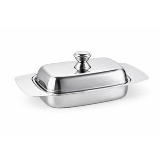 Manteigueira inox com tampa, porta manteiga inox, manteigueira elegante, utensílio cozinha, mesa posta pote Café