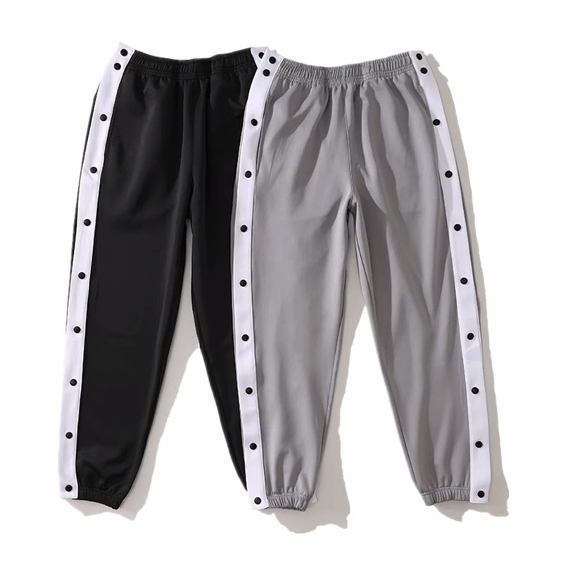 Calças masculinas americanas cba com peito lateral aberto, botão de abertura lateral, puxando esportes, corrida, treinam