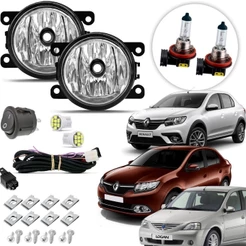 Kit farol Milha Neblina Auxiliar Renault Logan 2011 12 13 14 15 16 17 18 19 20 21 22 23