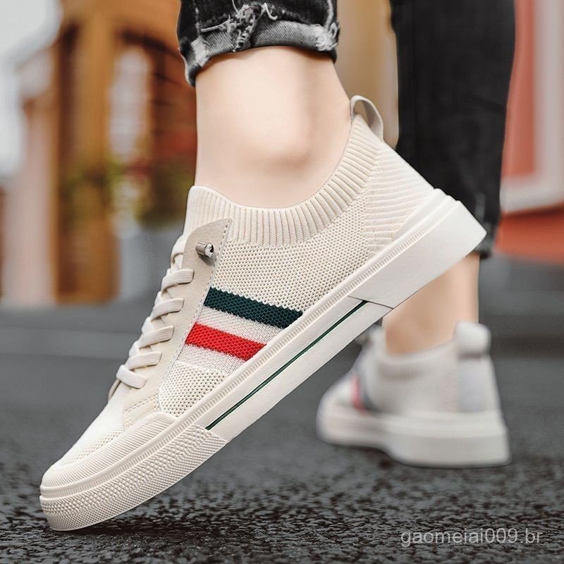 Sapatos masculinos outono 2025, novos tênis casuais, tênis brancos da moda, tênis masculinos respiráveis e versáteis.