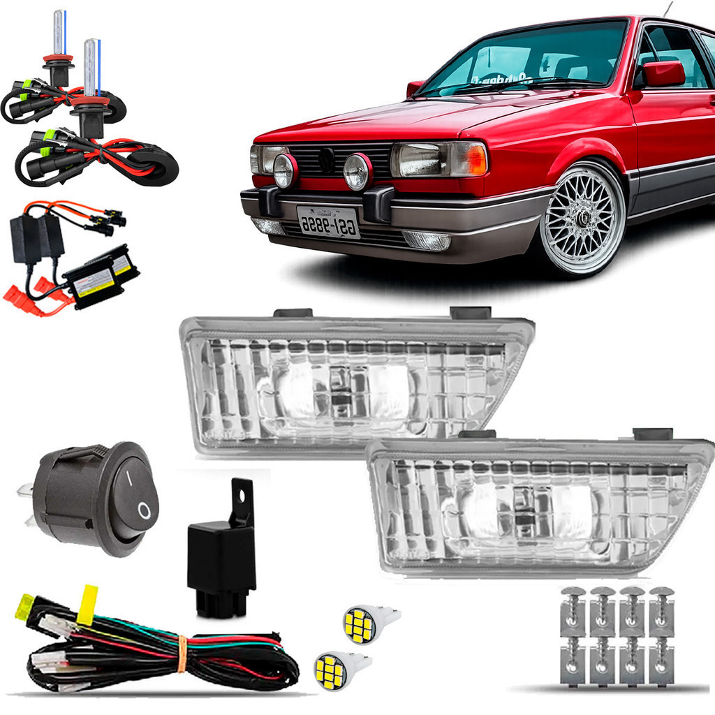 Kit Farol Milha Neblina Auxiliar Farolete Completo Gol Voyage Parati Quadrado G1 1987 88 89 90 91 92 93 94 Xenon 8000K