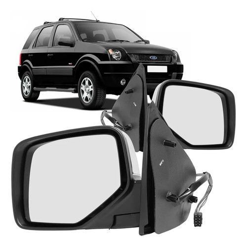 Retrovisor Ecosport 2003 A 2012 Cromado Eletrico
