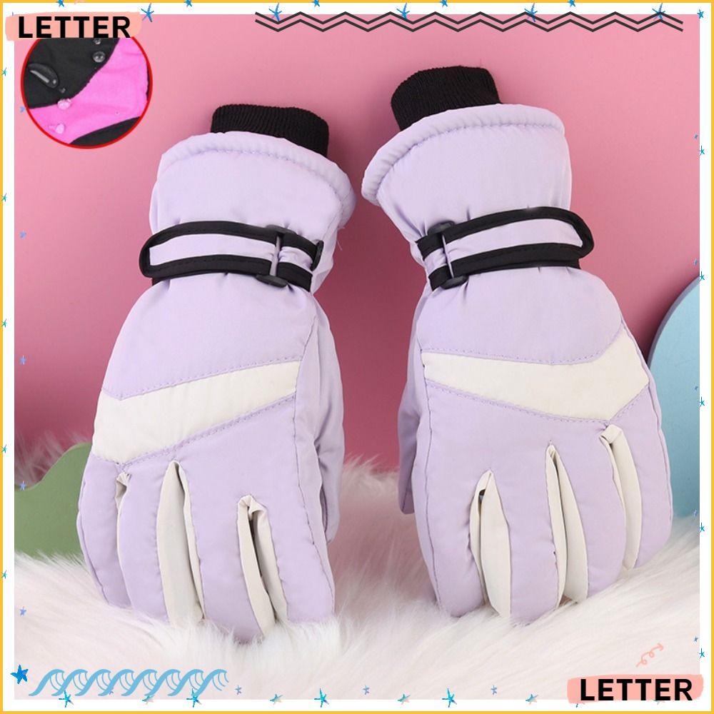 Carta Crianças Luvas De Esqui , Quentes Impermeáveis Das Inverno Grossas Antiderrapantes