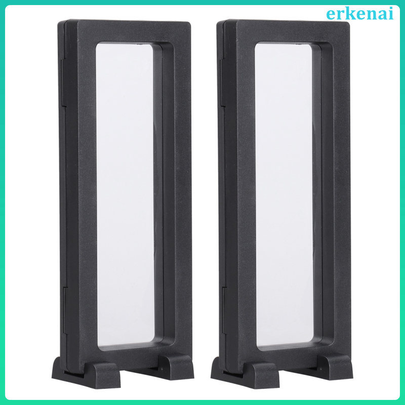 👓 2Conjuntos Display Box Flutuante 3D Para Joias E Moedas Em Plástico Preto Com Filme Pe Transparente