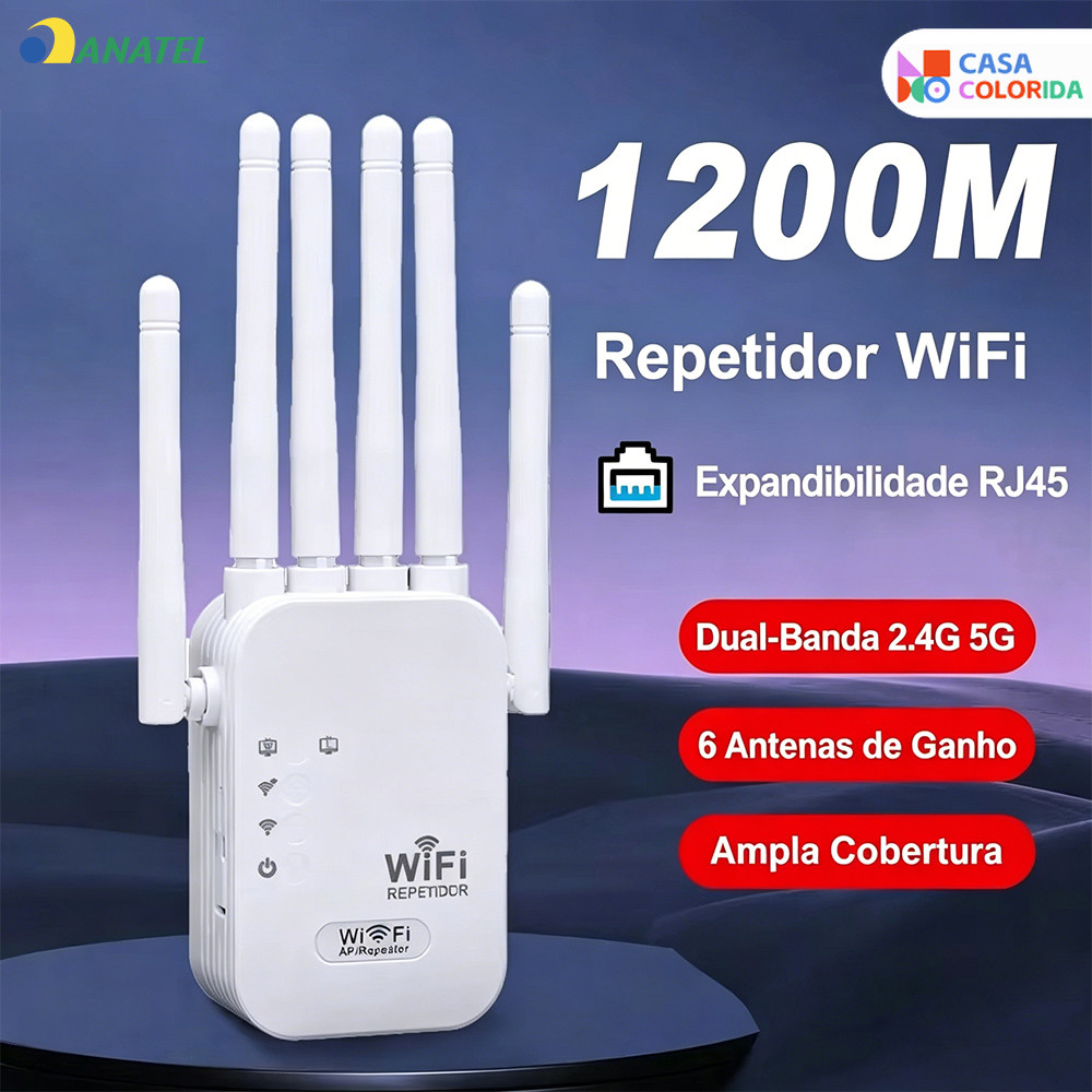 Roteador e Repetidor Wi-Fi Bivolt 110 220V 4 Antenas 1200Mbps Sinal Forte Sem Cortes G8