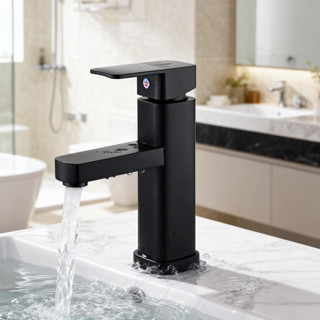 Torneira de Lavatório Preta Fosca Quadrada Monocomando, Água Fria e Quente, Design Moderno para Banheiro em Oferta na Shopee
