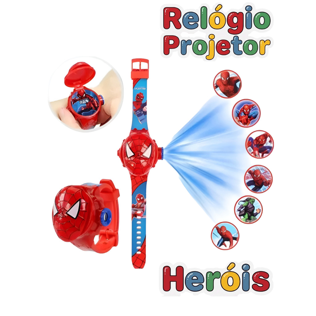 Relógio Projetor 3D Super-Herói Personagens Diversos