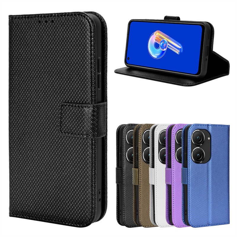 Adequado para asus Zenfone 10 caso de telefone cartão cordão capa protetora asus 9 caso de couro Flip diamante padrão ca