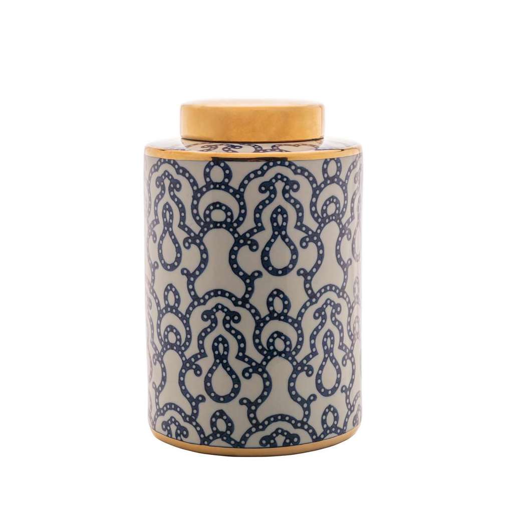 Potiche Decorativo Porcelana Azul/Branco 61378 Rojemac