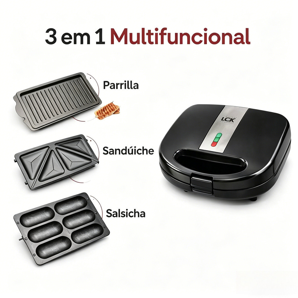 3 Em 1 Portátil Sanduicheiras Elétrica Multifuncional Grill Sanduíche Salsicha Fast Antiaderente