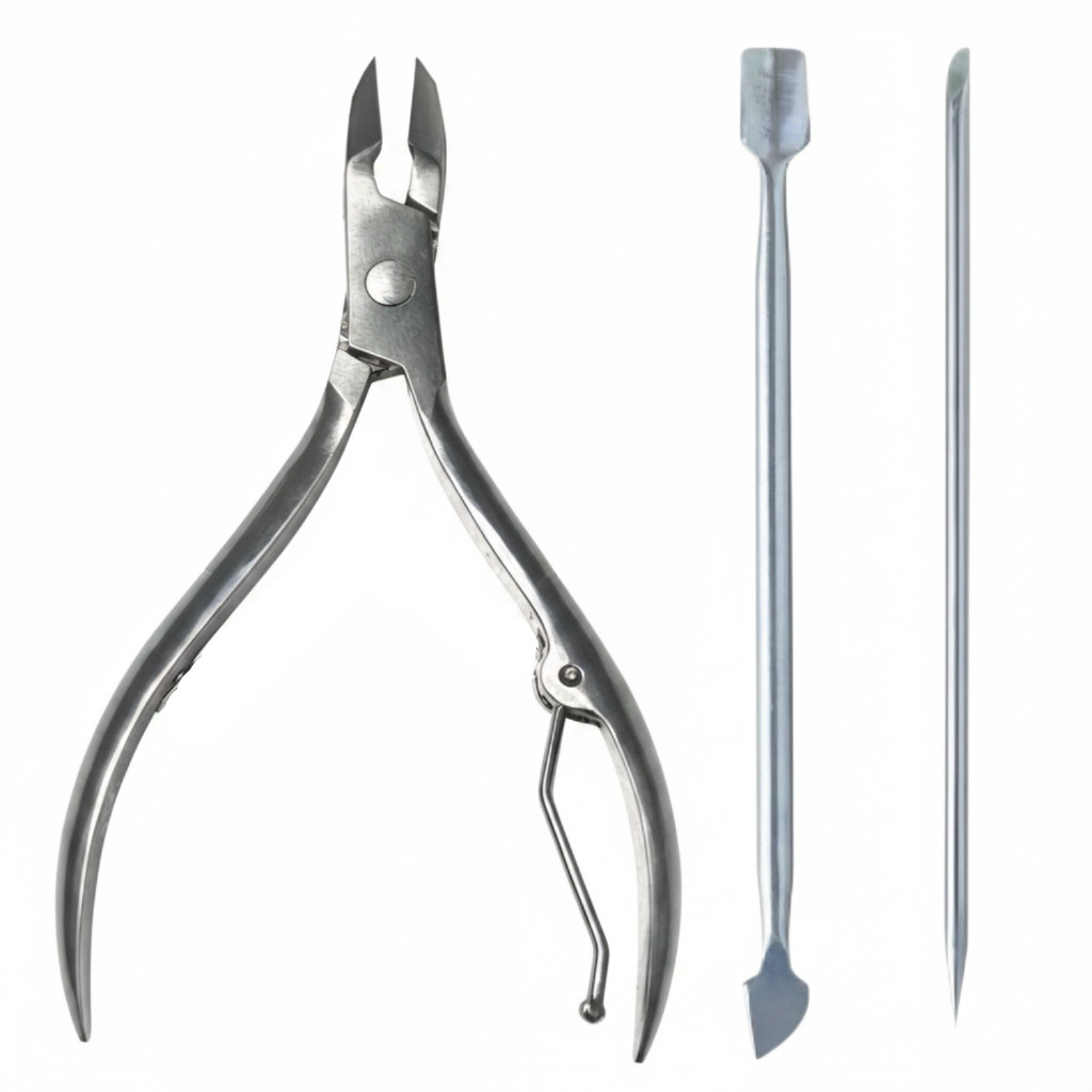 Kit Completo Alicate 2 em 1 Corte de unha e Cuticula + Palito + Espatula profissional Profissional