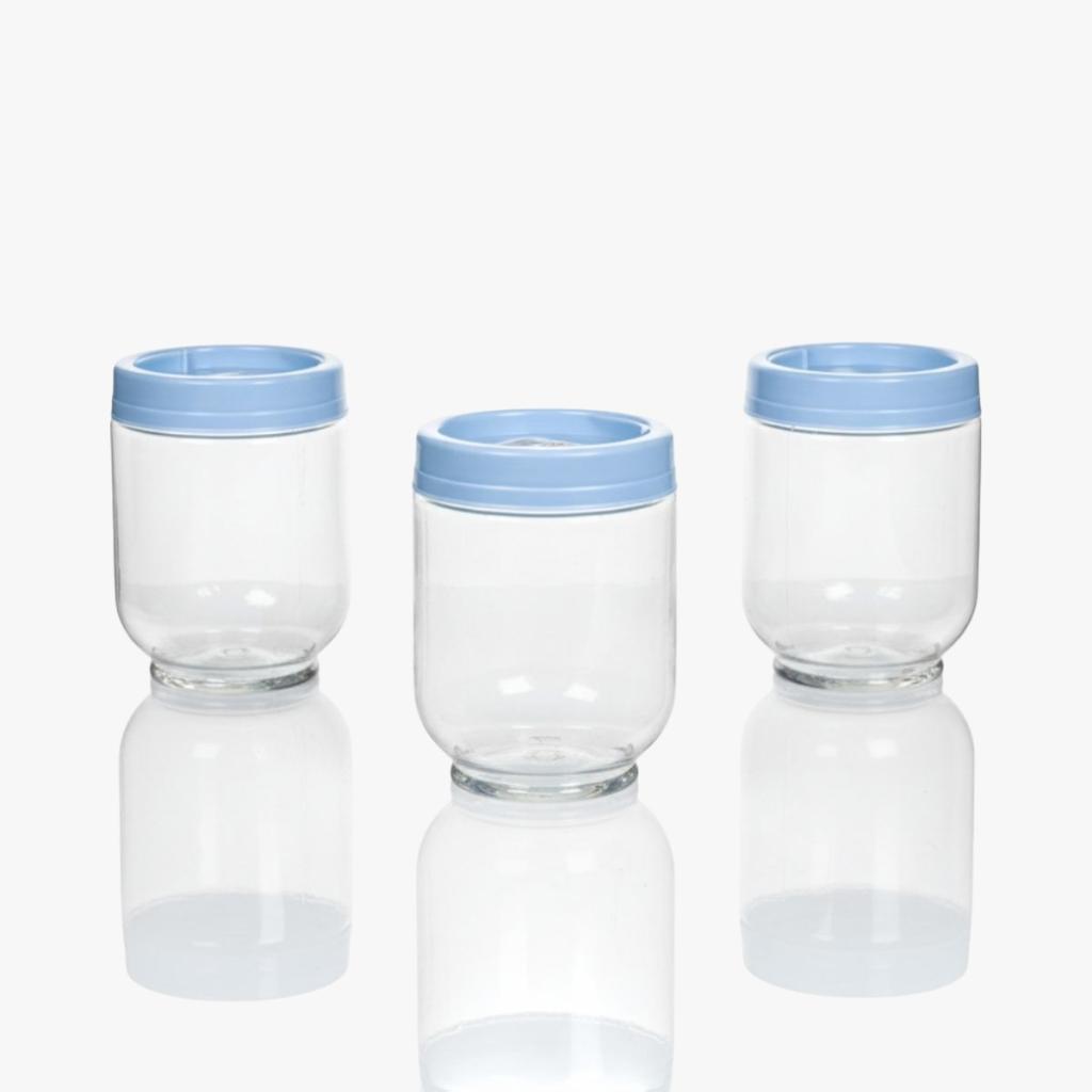 Kit 3 Porta Condimentos 380ml Azul Claro Gire Trave Temperos Cozinha Design Moderno Funcional