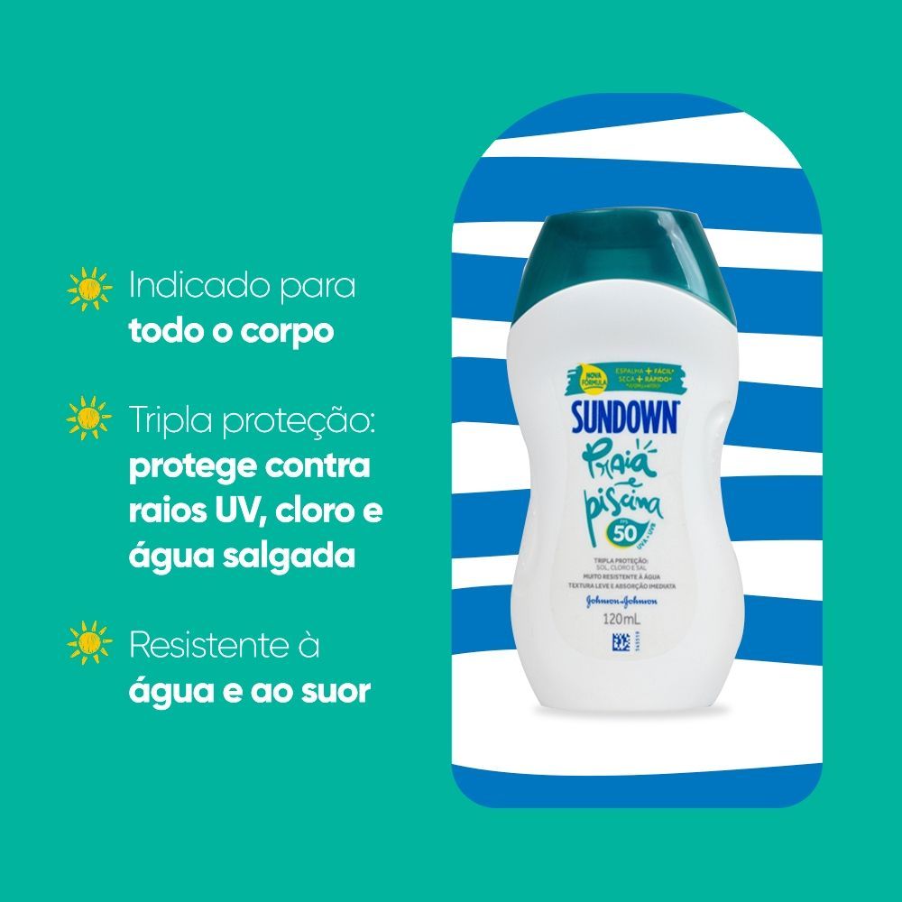 Detalhes do Protetor Solar Sundown Praia E Piscina FPS50 120ml