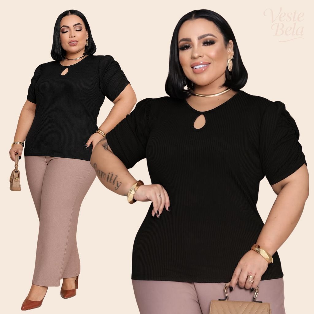 BLUSA FEMININA PLUS SIZE MODA ELEGANTE CONFORTÁVEL CANELADO PREMIUM BLUSAS BLUSINHA FEMININAS