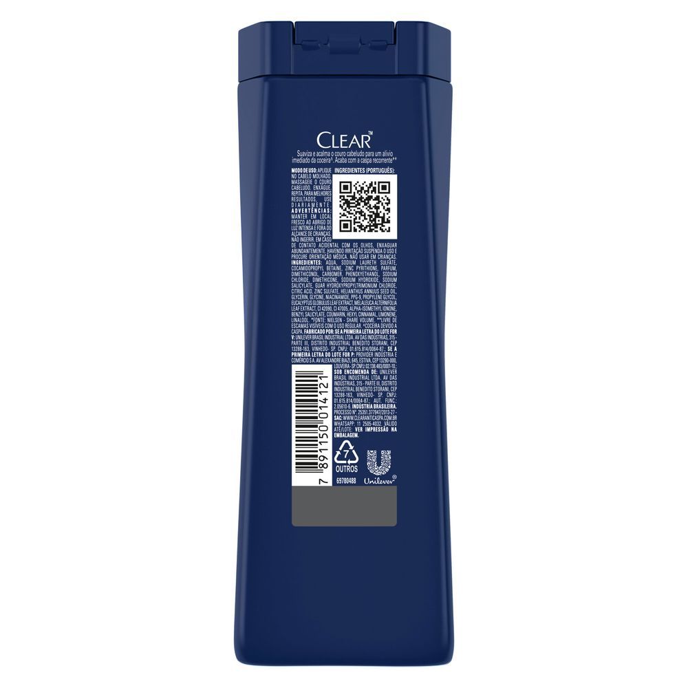 Detalhes do Shampoo Clear Men Anticaspa Controle E Alívio Da Coceira 400ml