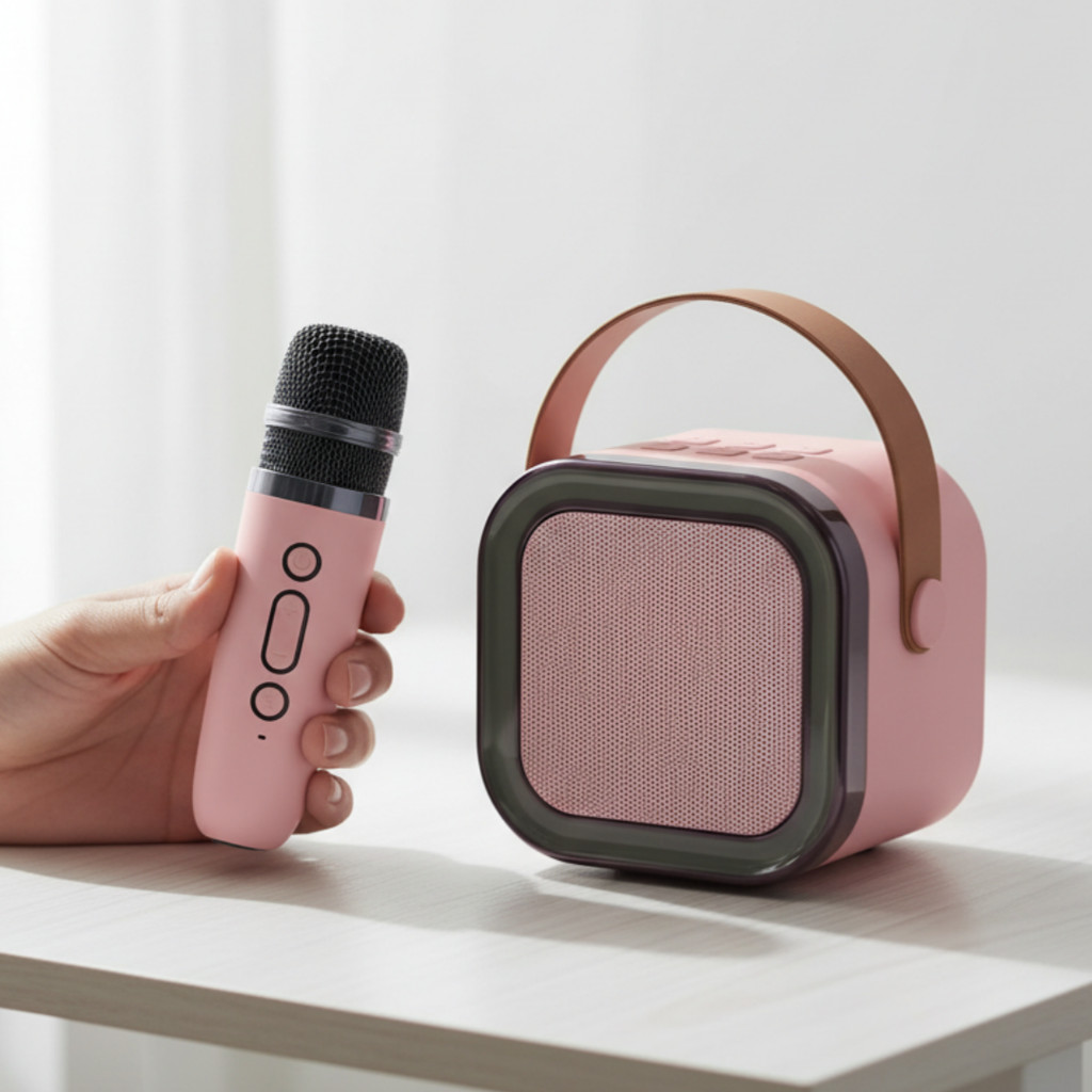 Karaokê Bluetooth Portátil Caixa de Som com 2 Microfones Sem Fio LED RGB em Oferta na Shopee