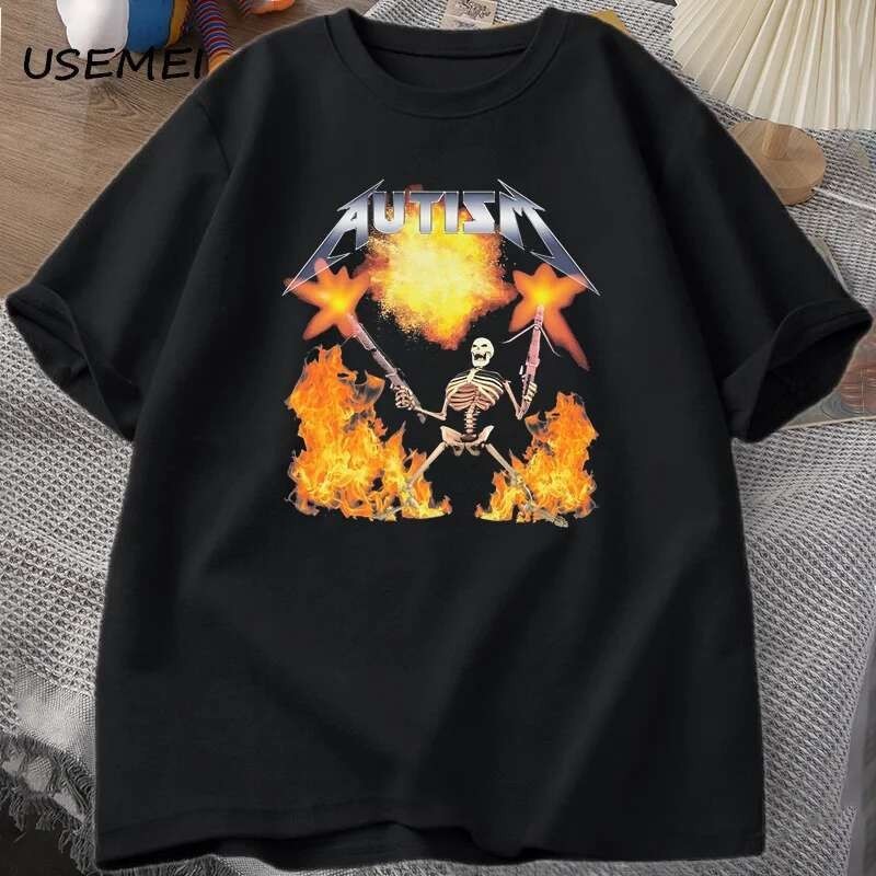 Camiseta Meme de Autismo, Camiseta Casual de Algodão de Manga Curta, Camiseta com Estampa de Humor, Camiseta Retro de Ma