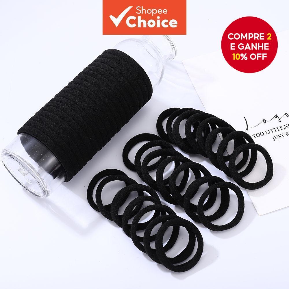Novo 100 Peças Elástico De Cabelo Preto Para Mulheres Meninas Rabo De Cavalo/Acessórios