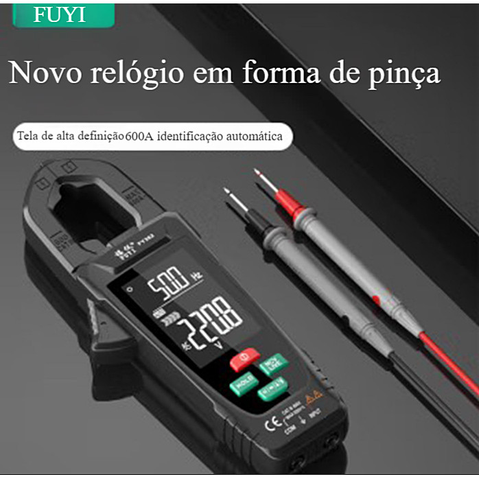 Fuyi FY382 Alicate Amperímetro Automático 1A-600A Amperímetro de Alta Precisão Eletricista Multímetro de Reparo Automáti