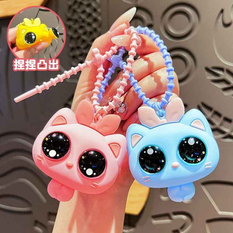 Novo Bonito Olhos Grandes Gato Boneca Chaveiro Pingente Engraçado Mochila Presente