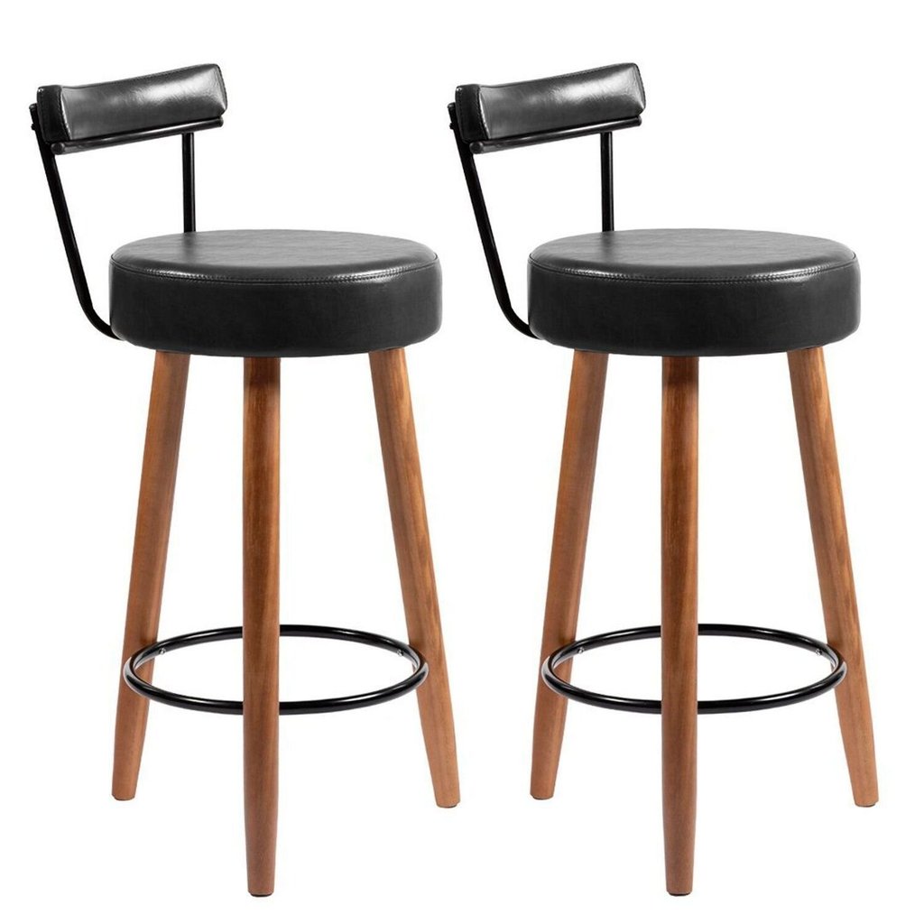 Kit 2 Banquetas Madeira Maciça Couro Sintético Napoles Preto/Marrom em Oferta na Shopee