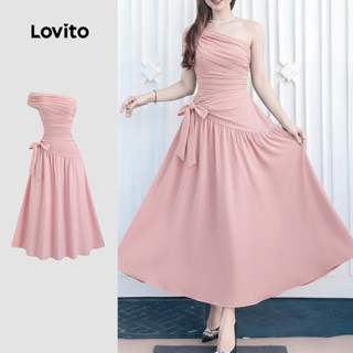 Lovito Vestido elegante com zíper e deslocamento para primavera/verão vestido rosa para mulheres LK3ED608 em Oferta na Shopee
