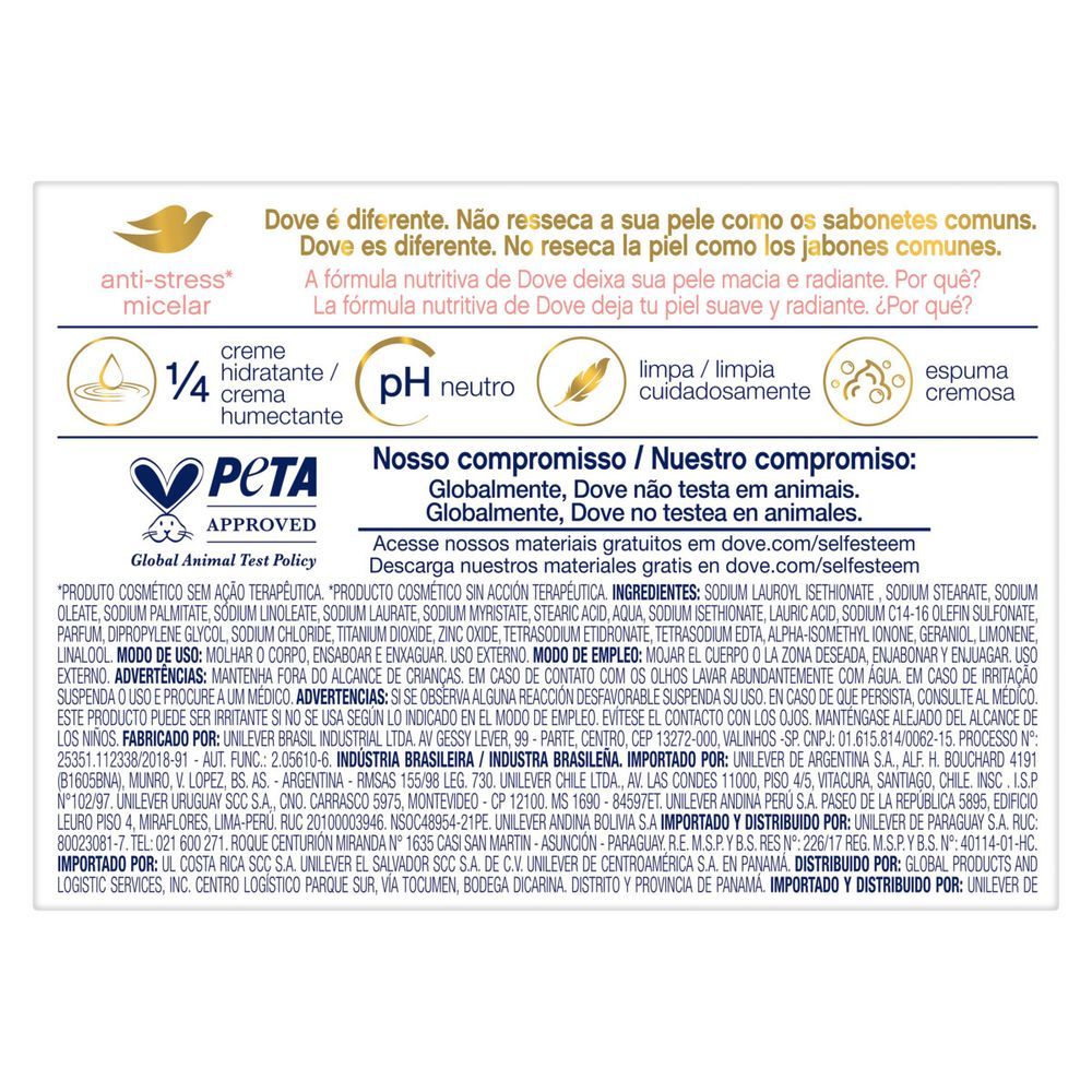 Detalhes do Sabonete em Barra Dove Micelar Anti-Stress 90g