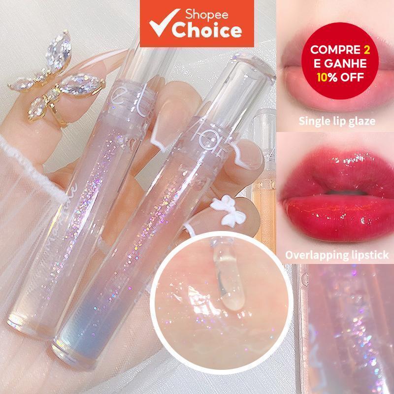 Brilho Transparente Labial Geléia Esmalte Água Brilhante Hidratante Líquido Duradouro em Oferta na Shopee