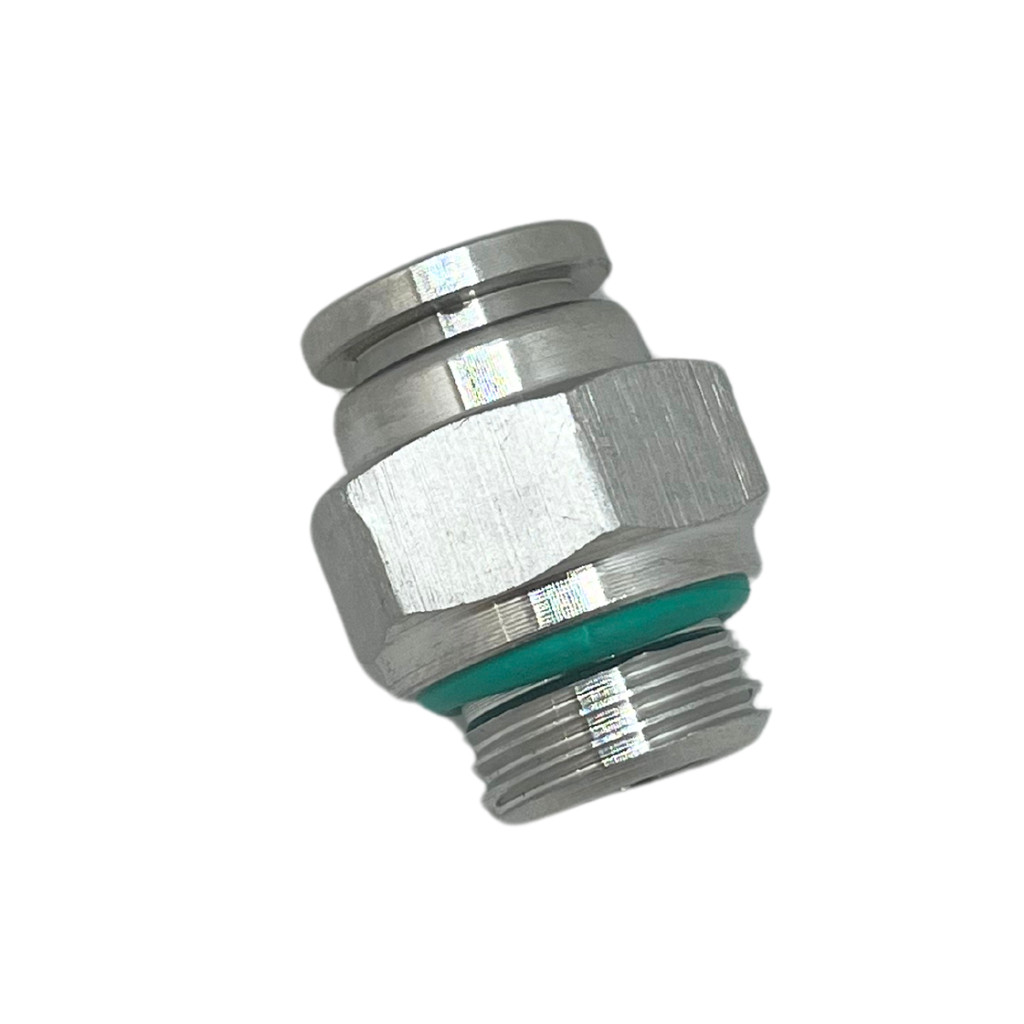 Conector Aço Inox Tubo Pu 8mm Rosca 1/8 Bsp Engate Rápido Reto Pneumático