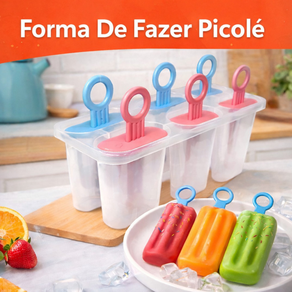 Forma De Picole Paleta Sorvete Palito Caseiro Forma Molde Preparo 6 Geladinhos