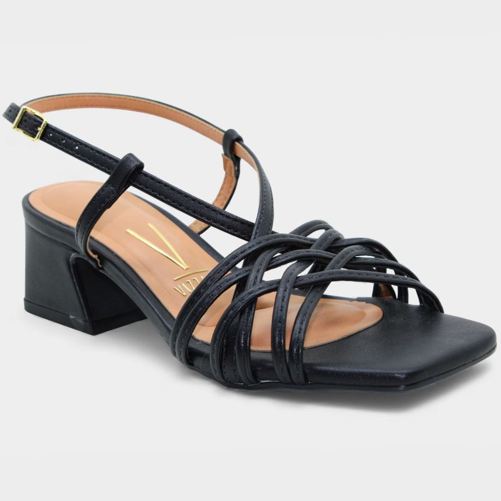 Sandália Vizzano Tiras Cruzadas Salto Baixo Bloco Feminina - Preto em Oferta na Shopee