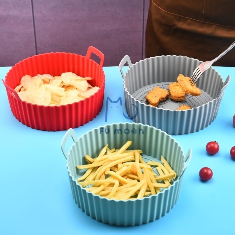 Kit 1/2/3 Formas de Silicone para Air Fryer, Forno e Micro-ondas – Assadeira Reutilizável Antiaderente Flexível em Oferta na Shopee