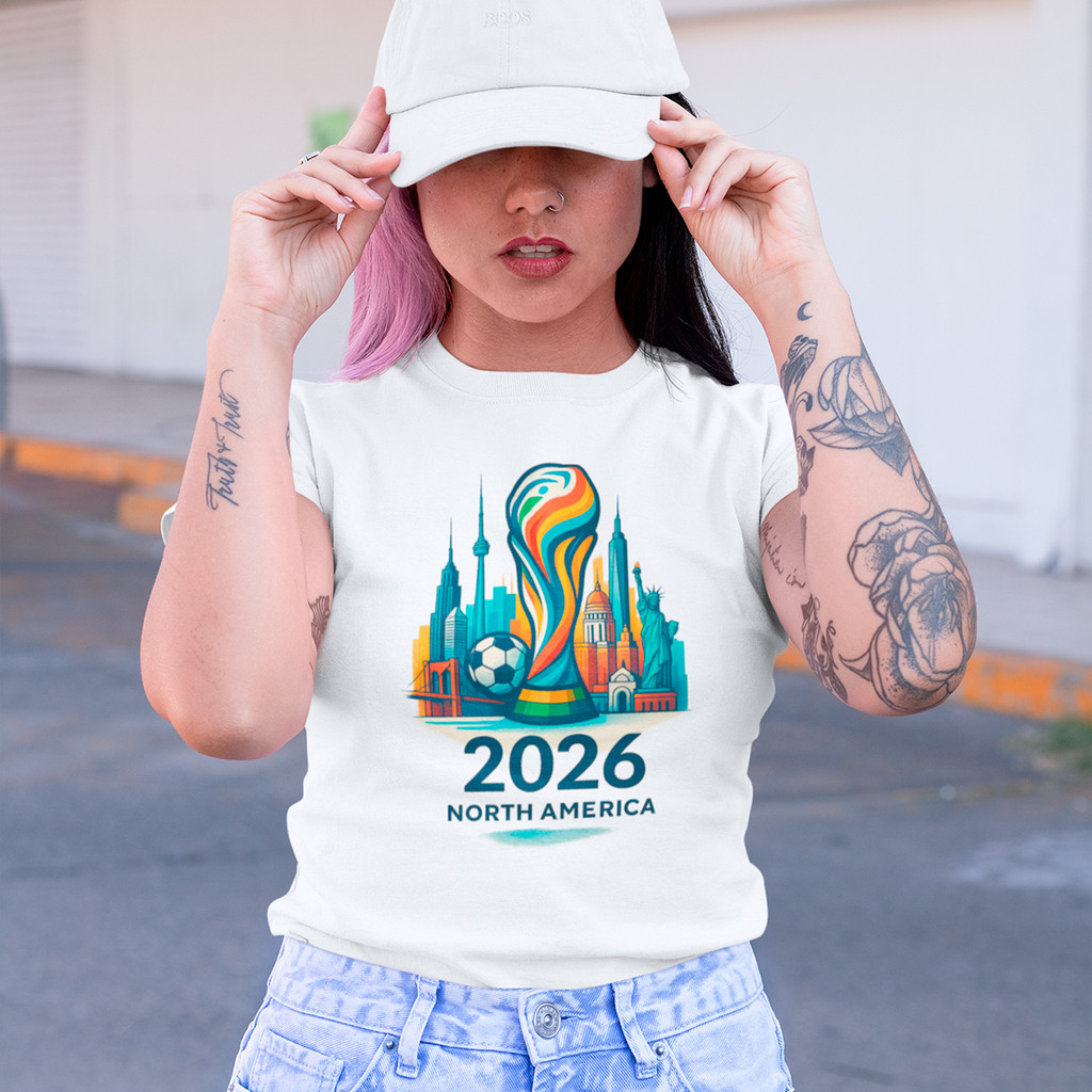 Camiseta Infantil Adulto Copa do Mundo 2026 North America USA CANADA MEXICO 100% Algodão Premium