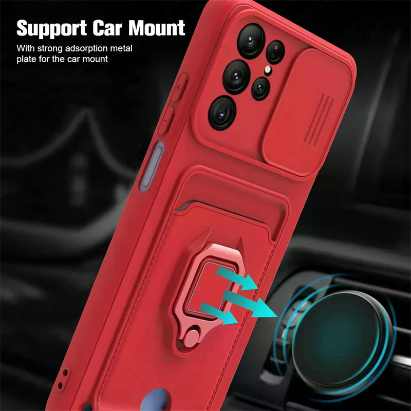 Para Samsung Galaxy A07 A16 A26 A36 A56 A15 A25 A35 A55 A14 A24 A34 A54 A13 A23 A33 A53 A73Push Janela Slot Cartão Coque