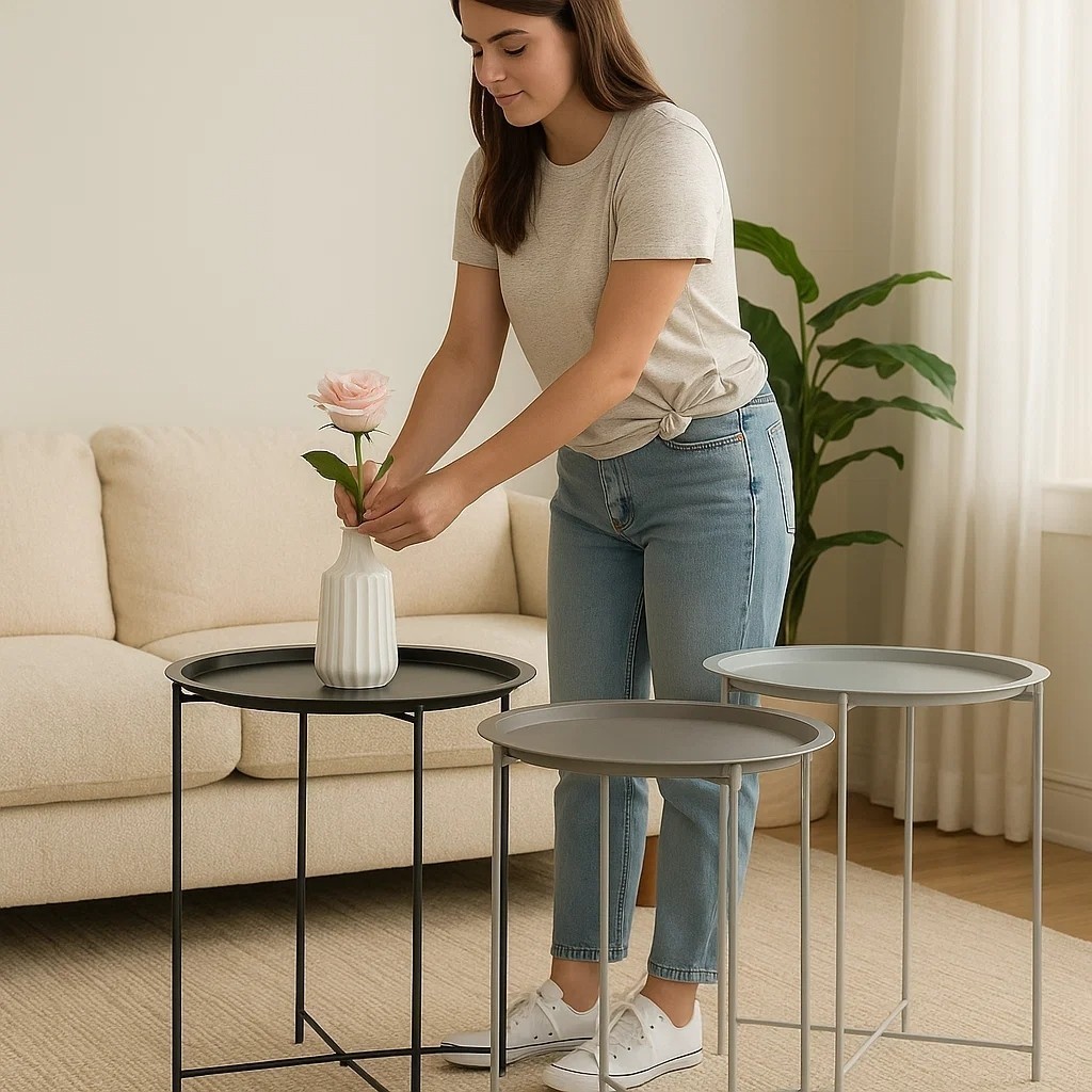 Mesa Redonda Suporte Prateleira Decorativa Móveis Enfeite Casa Quarto Sala Planta oferta Oferta
