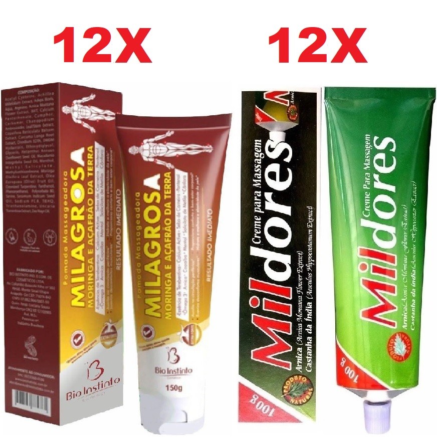 Kit 12 Pomada Milagrosa 150g + 12 Pomada Mil Dores 100g