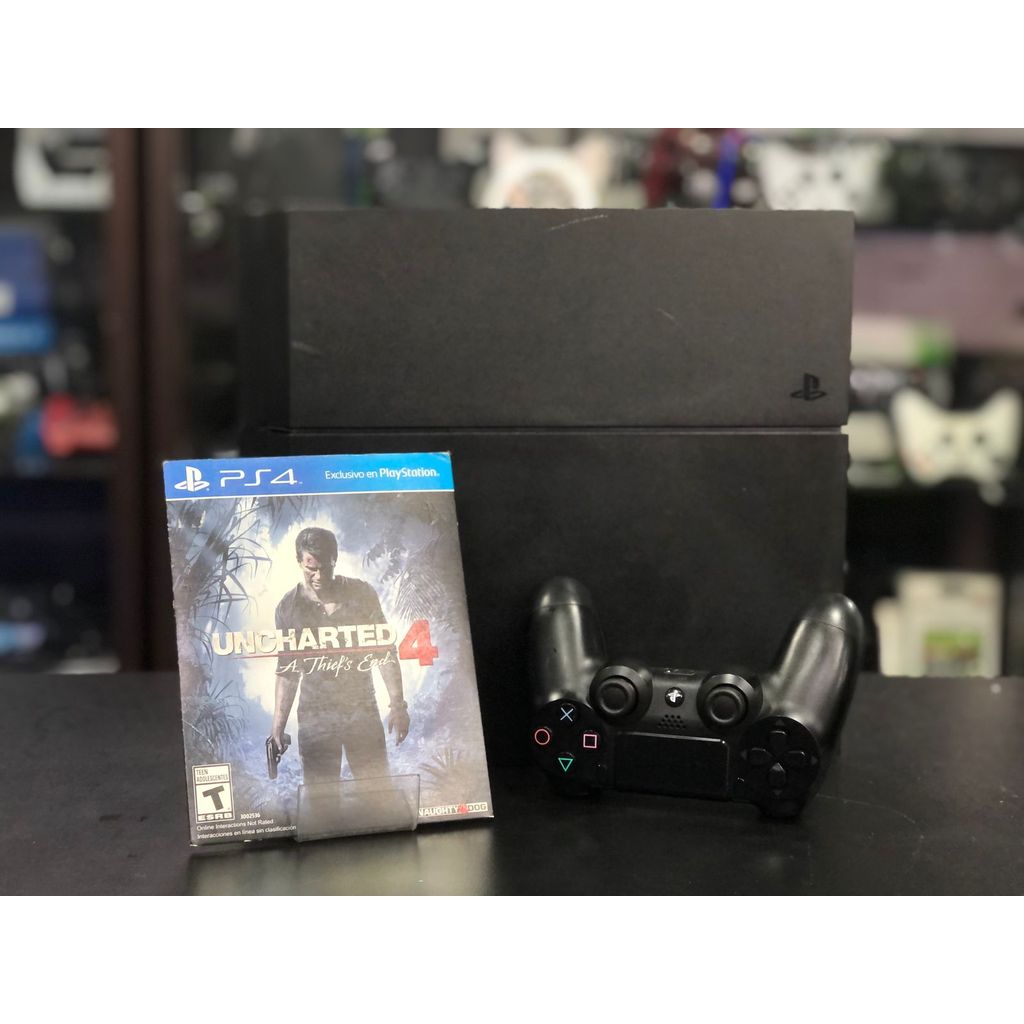 PlayStation 4 Fat 1 Tera Preto 01 Controle s/fio Original + 1 Jogo - item usado
