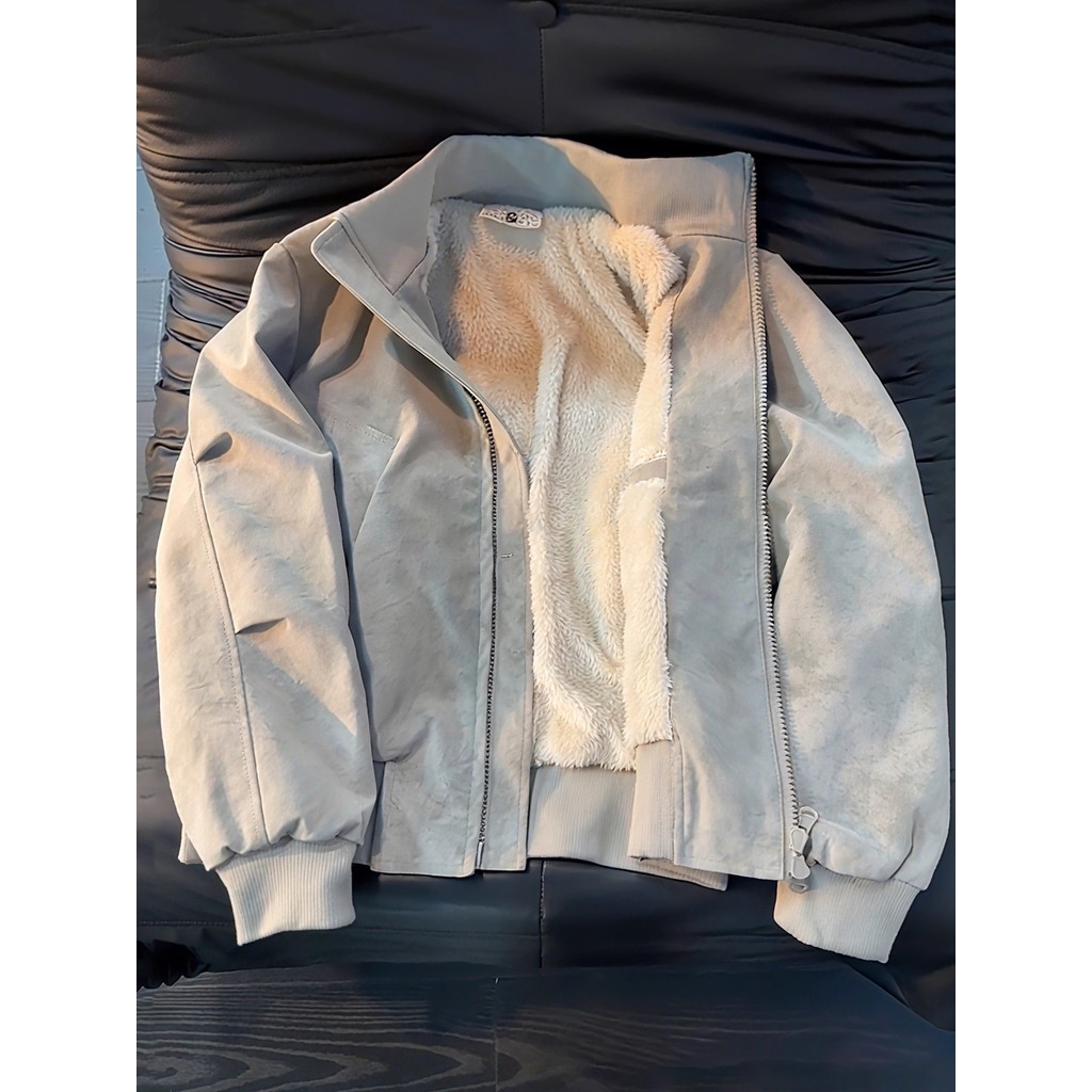Americano fosco Tie-Dye couro do plutônio acolchoado jaqueta masculina inverno forro de lã velo cordeiro velo acolchoado