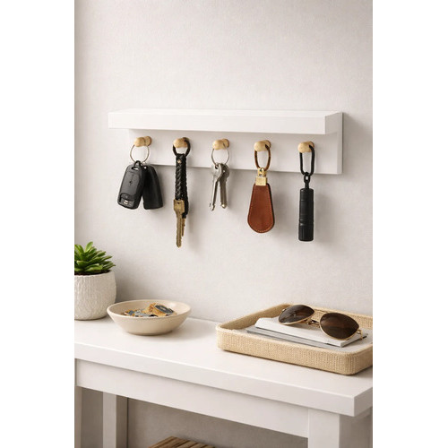 Suporte Porta Chave Parede Chaveiro 100% Mdf Fita Dupla Face Porta Chaves Branco