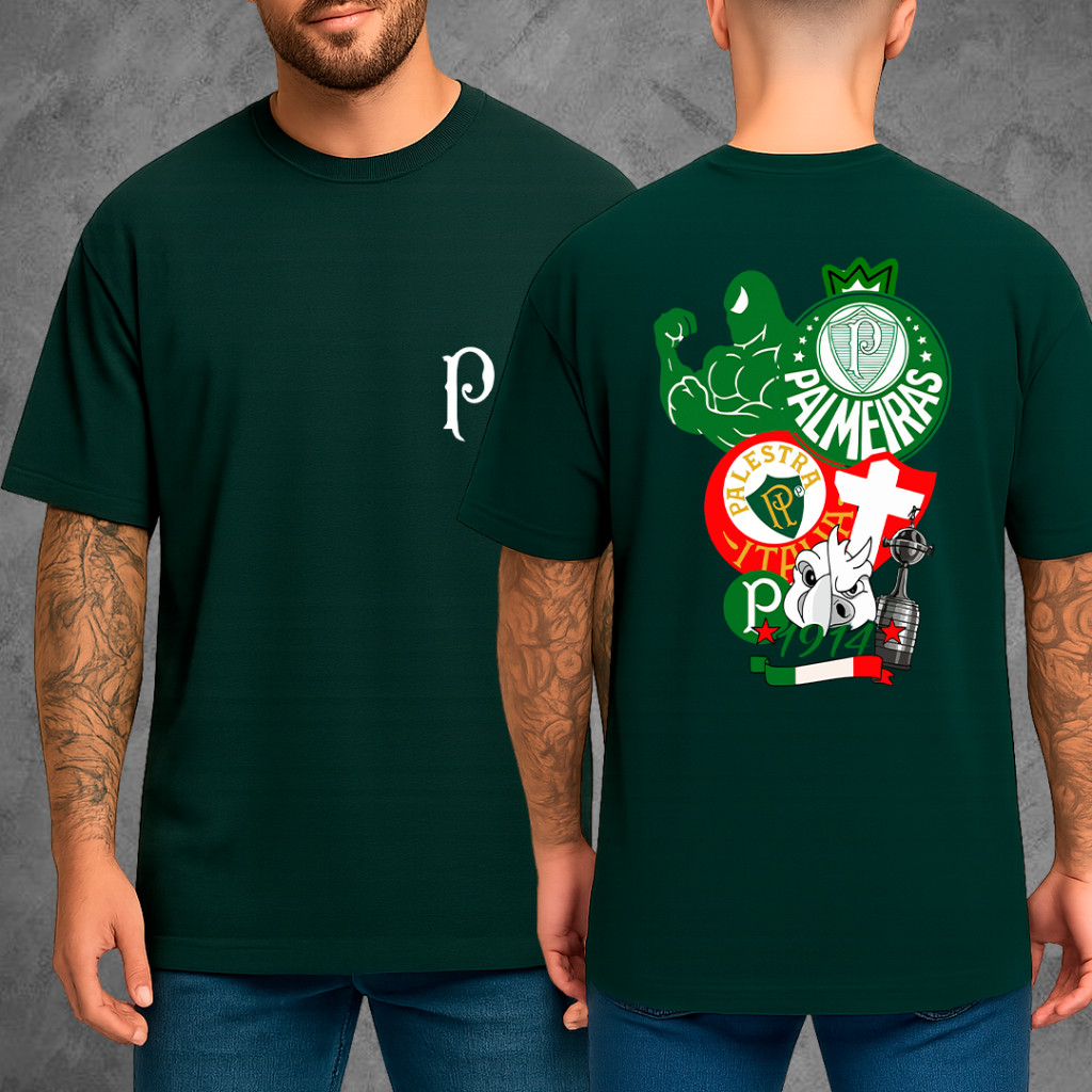 Camiseta Masculina Palmeiras Torcedor Time Verdão Futebol Camisa 100% Algodão Envio Imediato Polar Clothing Store