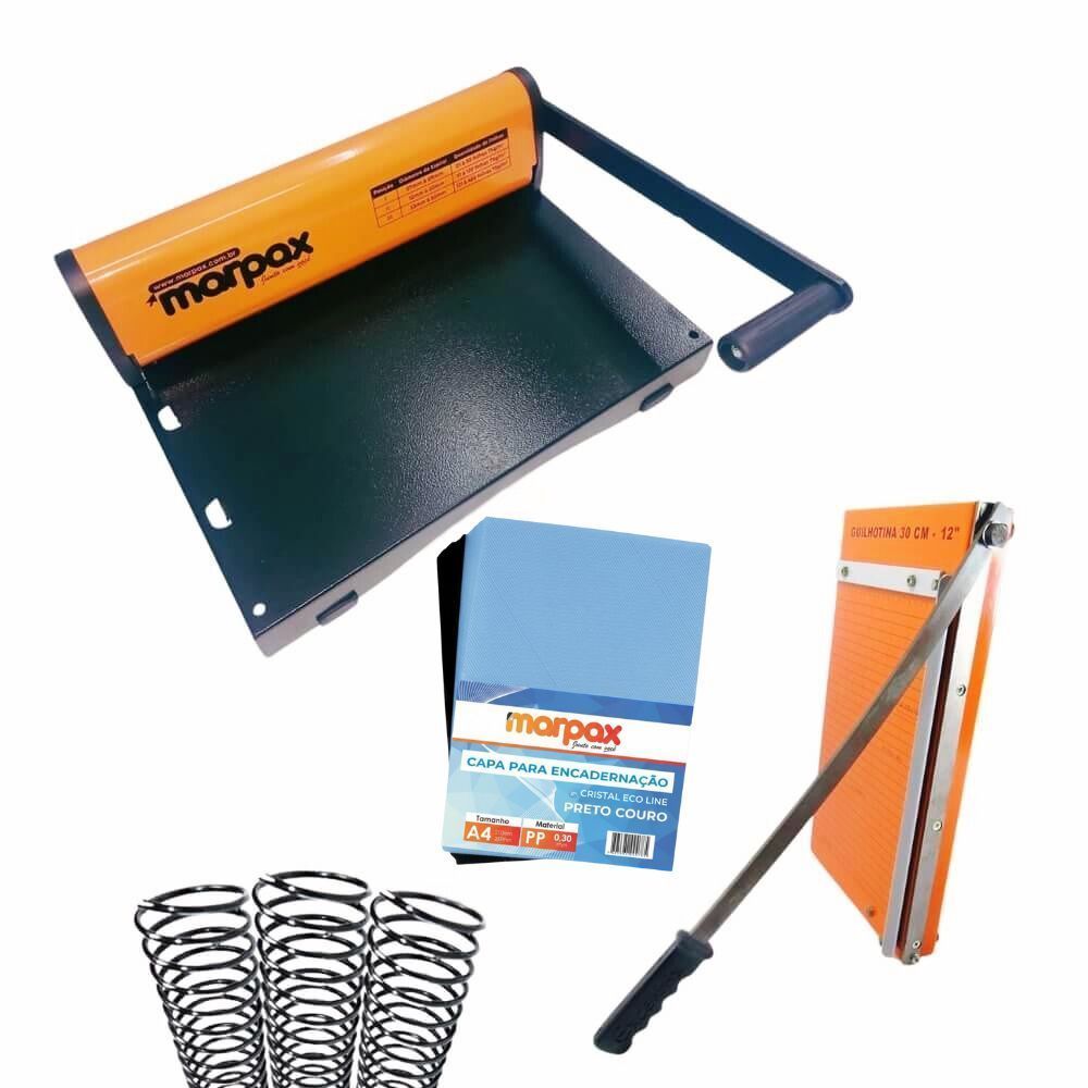 Kit Encadernadora PMX-15 + Guilhotina + Capas e Espirais