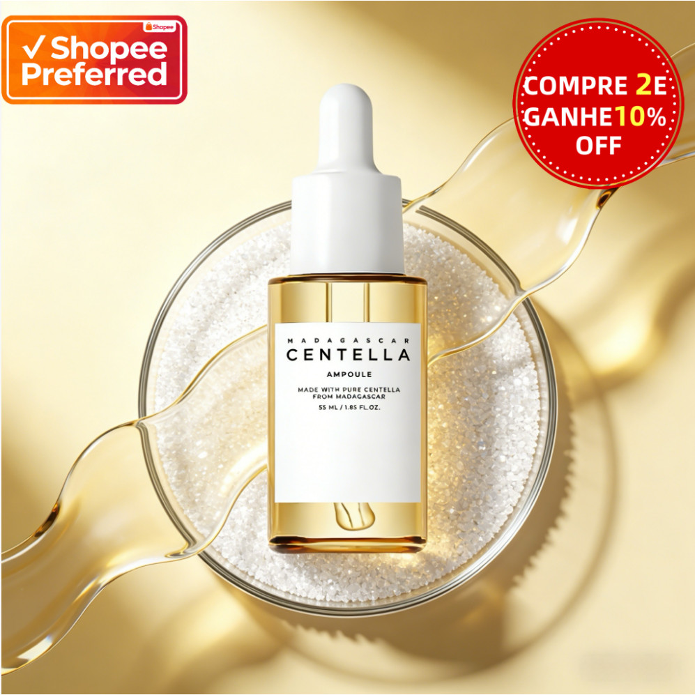 Ampola Madagascar Centella & Tomilho | 55ml Soro Iluminador – Hidrata, Equilibra e Acalma | Cuidados com Acne