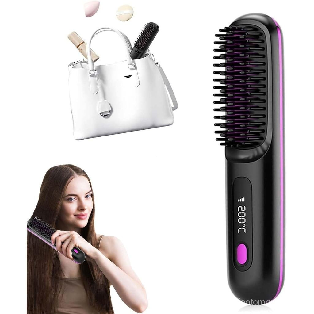 Numoya Go Brush Pro UK para Cabelos Curtos, Escova Alisadora Sem Fio 2026, Escova Aquecida Glow Wave para Cabelos Curtos