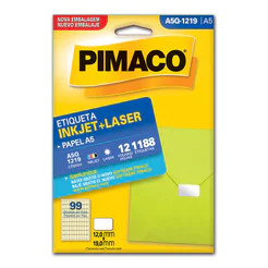 Etiqueta inkjet/laser A5Q1219 com 12 folhas Pimaco