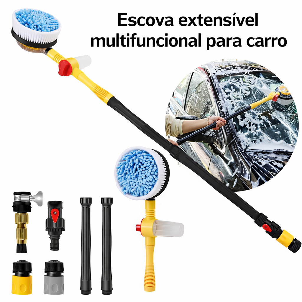 Escova Rotativa para Lavagem de Carro com Espuma Jato Alta Pressão Mangueira